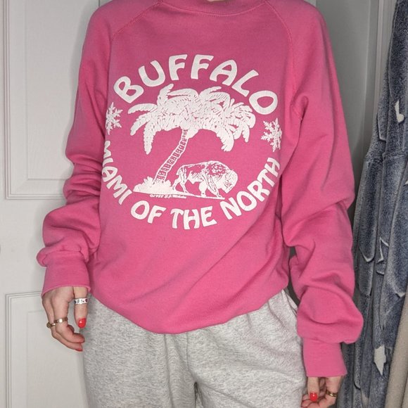 Vintage Pink Sweatshirt with Buffalo Print - Picture 7 of 7